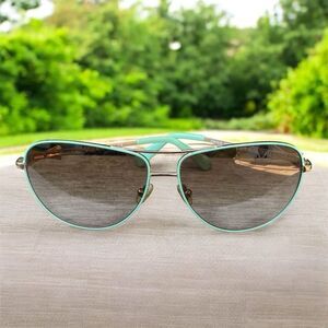 Kate Spade Women's Gold & Mint Aviator Sunglasses w/Bow Accents